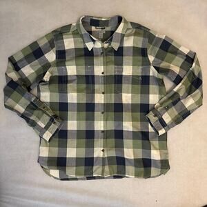 CARHARTT Shirt Boys Sz XL 16-18 Green Plaid Long Sleeve Button Up Pocket